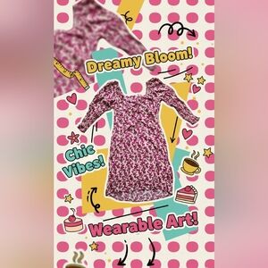 Pink Floral Midi Dress